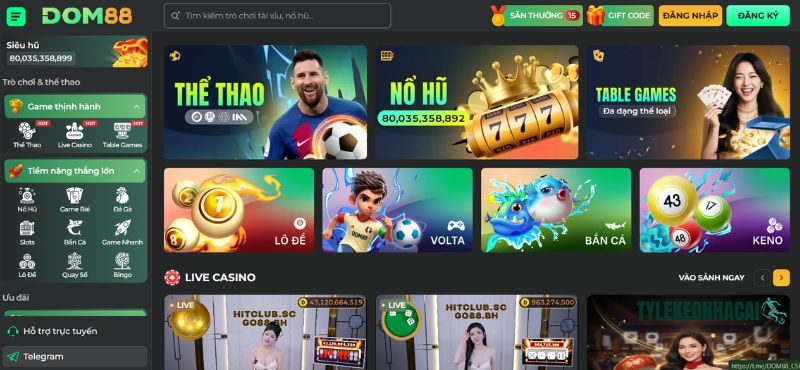 DOM88 là nền tảng cá cược trực tuyến tích hợp đầy đủ các sản phẩm cá cược