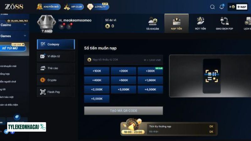 Nạp rút nhanh chóng, linh hoạt