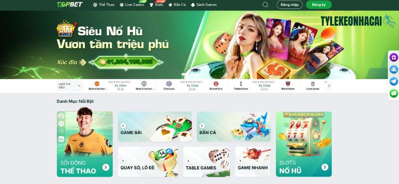 TOPBET là một điểm đến hàng đầu trong danh sách các thương hiệu cá cược trực tuyến